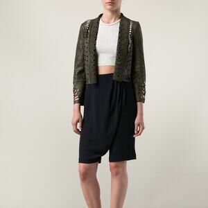 Haute Hippie Laser Cut Shrug Jacket Olive XS